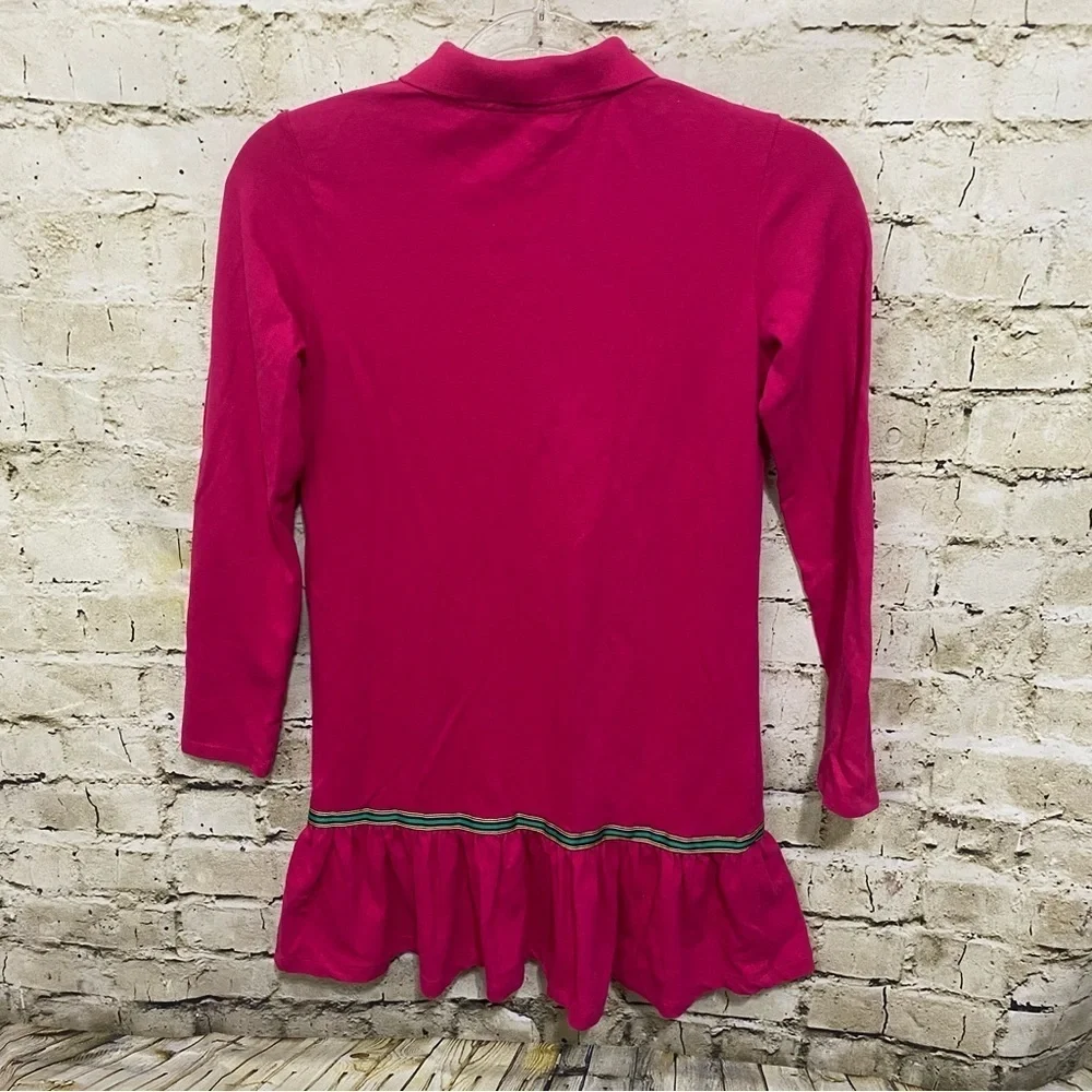 Polo Ralph Lauren Pink Green Pony Long Sleeve Polo Dress